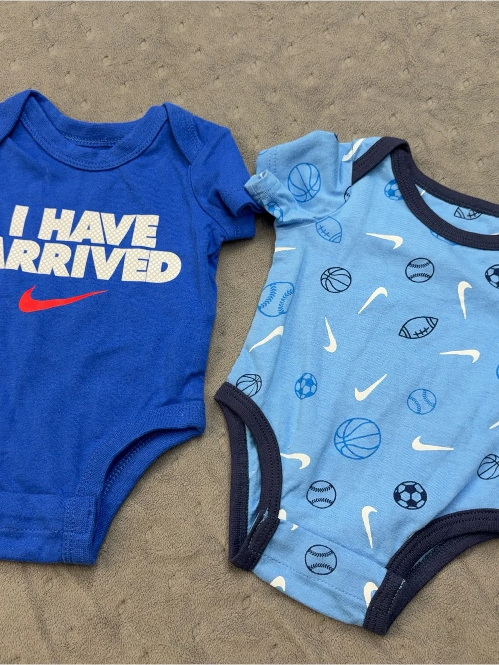 Nike Blue & Light Blue Baby Bodysuit Set with Sports Print